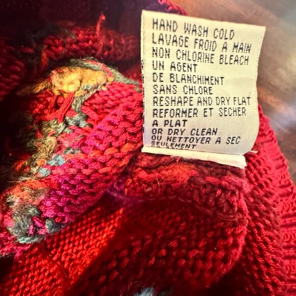 VTG Talbots Petites Womens PS Hand Knit Button Fall Cardigan Sweater Floral 90's - Picture 13 of 16